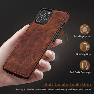 iPhone 14 Pro Slim Leather Luxury Business Rugged Bumper Case - Redpepper Cases