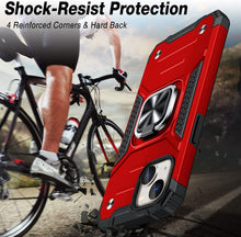 Load image into Gallery viewer, iPhone 14 Shockproof Heavy-Duty Metal Ring Kickstand Case - Redpepper Cases