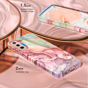 Marble Pattern 3 in 1 Heavy Duty Shockproof Body Rugged Hard Silicone Drop Protective Rose Gold - Redpepper Cases