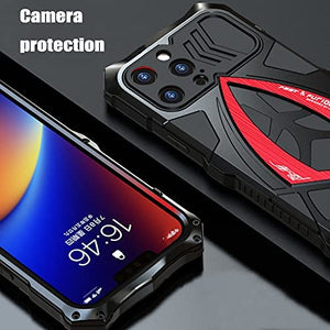 Metal Armor Compatible iPhone 13 Pro Max Case 6.7 inch Black Red - Redpepper Cases