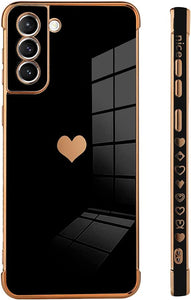 Samsung Galaxy S21 Case Love Heart Plating Electroplate Luxury Elegant Case - Black - Redpepper Cases