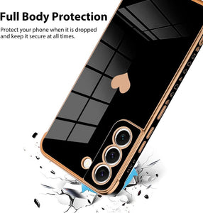 Samsung Galaxy S21 Case Love Heart Plating Electroplate Luxury Elegant Case - Black - Redpepper Cases