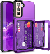 Load image into Gallery viewer, Samsung Galaxy S21 Wallet Case Credit Card Holder &amp; Hidden Mirror Purple - Redpepper Cases