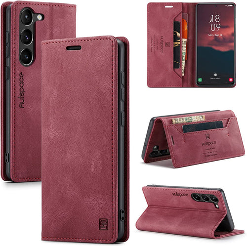 Samsung Galaxy S23 Plus Magnetic Leather Flip Side Card Holder Case - Redpepper Cases