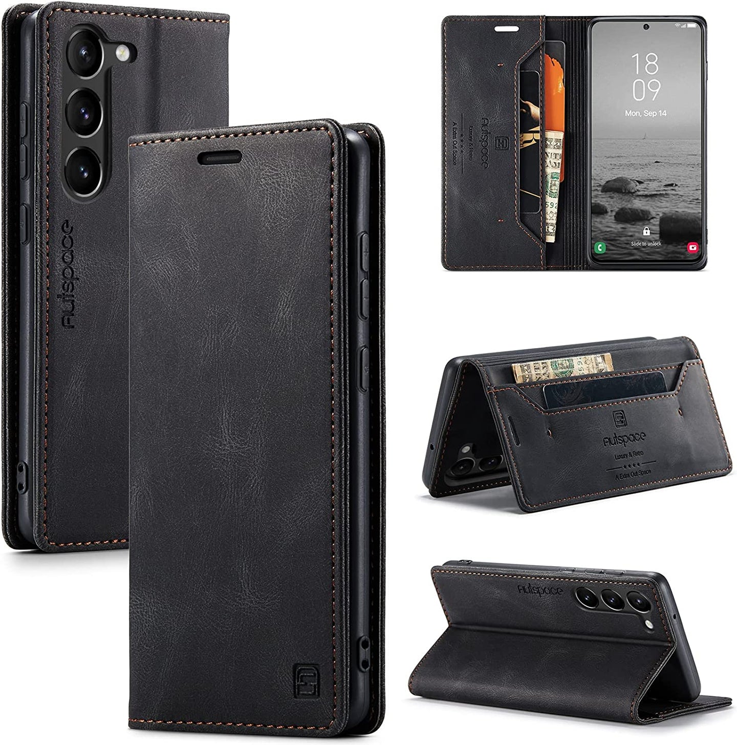 Samsung Galaxy S23 Plus Magnetic Leather Flip Side Card Holder Case - Redpepper Cases