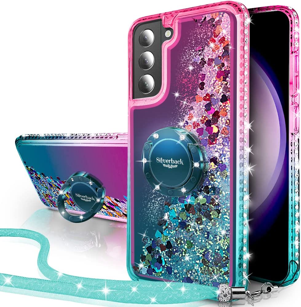 Samsung Galaxy S23 Plus Moving Liquid Holographic Sparkle Glitter Kickstand Ring Case - Redpepper Cases