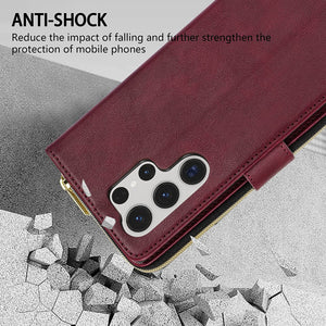 Samsung Galaxy S23 Ultra 9 Card Slots Zipper Stand Flip Leather Wallet Case - Redpepper Cases