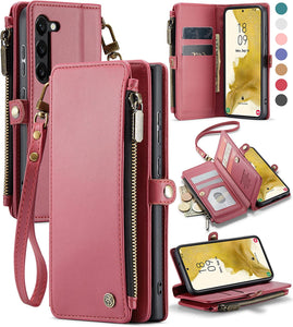 Samsung Galaxy S23 Wallet Card Holder Leather Magnetic Flip Strap Wallet Case - Redpepper Cases