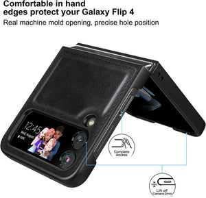 Samsung Galaxy Z Flip 4 Leather Case Phone Case (Black) - Redpepper Cases