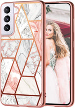 Load image into Gallery viewer, Samsung S21 Plus Rose Gold Marble Slim Fit Shockproof Hybrid Hard PC Soft TPU Bumper Case - Redpepper Cases